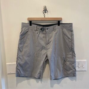 Prana Stretch Zion shorts men’s 40W 10 inch inseam gray hiking cargo pocket